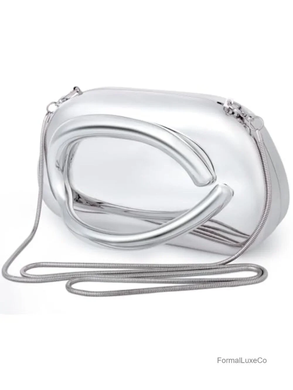 Mirror Acrylic Evening Clutch with Chain Strap and Magnetic Closure